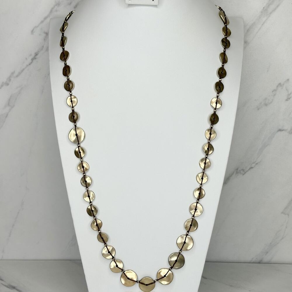 Chico's Hammered Disc Gold Tone Necklace 41.75-45.25in ✨